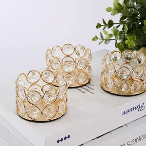 Candle Holders Wedding Decor Valentine's Day Crystal Tea Light Candlestick Famil - Picture 1 of 8