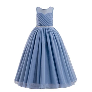 Weileenice Children s Blue Dress Piano Recital Dress Kids Blue Long Dress 1 70 - Picture 1 of 7