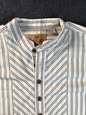 Camisa King Ranch Para Hombres Grande Rayas Banda Cuello 1/2 Botón Vaquero Occidental Trabajo Foto 1 de 4