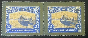 Paar Bolivien 1914 La Paz Eisenbahn unveröffentlichte Einnahmenmarken - Bild 1 von 2