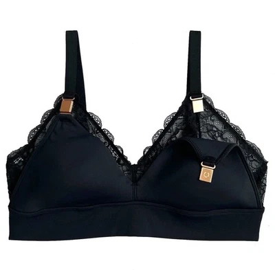 Davin & Adley Ella Plus Size Nursing Pumping Bra Size 3x Busty Black With Lace  - Image 1 of 4