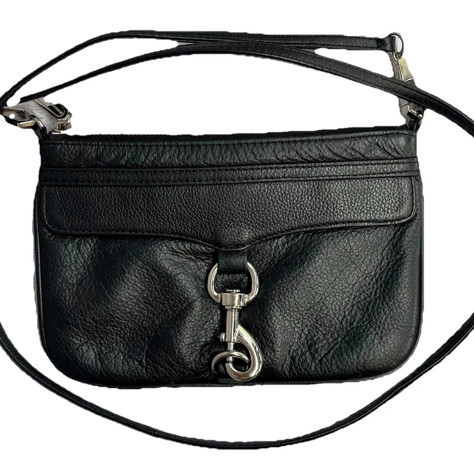 Rebecca Minkoff Pebbled Leather Crossbody Purse Convertible Goth Punk Mini Black - Image 1 of 4