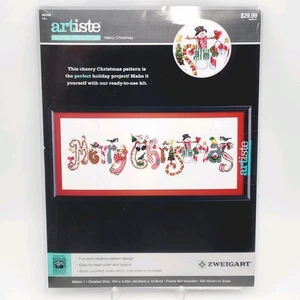 Künstler gezähltes Kreuzstich-Set Frohe Weihnachten Santa Katzen Vögel Schneemann neu aus altem Lagerbestand - Bild 1 von 9