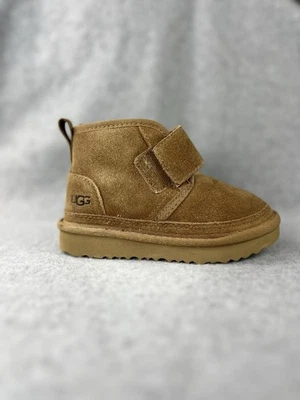 UGG Neumel Graphic Toddler Boots 9 Chestnut Suede Shearling Lined Ankle AJ380 - Image 1 of 4