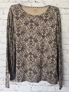 Camisa Croft & Barrow 1X para mujer manga larga floral cuello redondo - Imagen 1 de 3