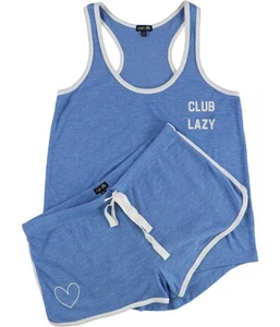 Cozy Zoe Womens Club Lazy 2 Pc Pajama Set, Blue, Medium - Picture 1 of 3