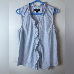 Banana Republic ärmellose Bluse Baumwolle Rüschen vorne blau Größe 14 Freizeit Frühling - Bild 1 von 6