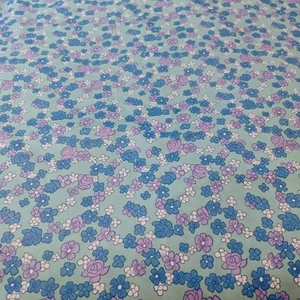 Vintage 1960s 70s Fabric Polyester Mid Century Floral Blue & Purple 160" X 62" - Picture 1 of 6