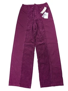 New BDG Half Corduroy Pants Women 29 High Rise Wide Leg Baggy Festival Purple - Picture 1 of 14