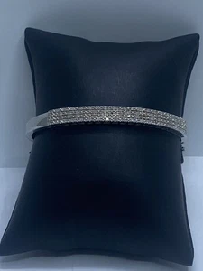 M Sterling Silver Diamond Hinge 7" Bangle Bracelet 15.2g - Picture 1 of 4