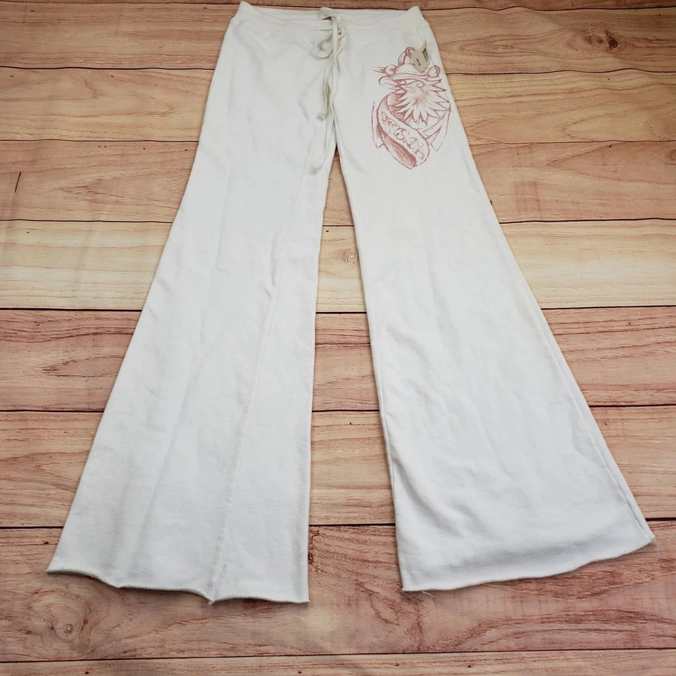 VINTAGE Miss Me Jeans Sweatpants Womens S Low Flare Wide Leg Lounge Japan Y2K - Image 1 of 4