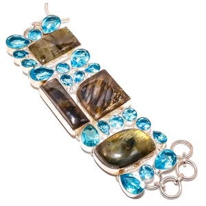 Labradorit - Kanada versilbertes Schmuck Armband 7-7,99" TB7537-12 - Bild 1 von 3