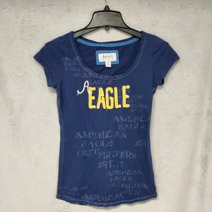 American Eagle Damen dunkelblau Small Baumwolle Logo T-Shirt - Bild 1 von 5