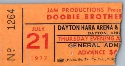 Doobie Brothers Ticket Juillet 21 1977 Dayton Ohio - Image 1 of 2