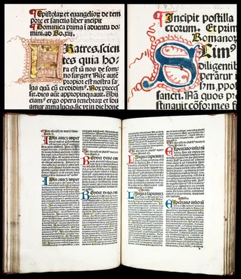 1489 Guillermus of Paris MEDIEVAL BIBLE Gospels COMMENTARY Incunable Illuminated Foto 1 de 4