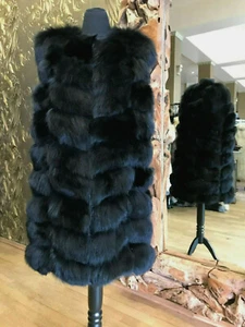FUCHSWESTE PELZ WESTE SCHWARZ FOX FUR VEST FUCHS WESTE FELL WESTE PELZWESTE XL - Bild 1 von 10
