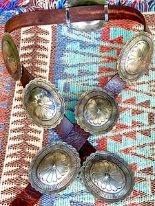 VINTAGE 1940'S NAVAJO CRAFTED CONCHO BELT PURCHASED FROM LILLY VIGIL GALLERY - Picture 1 of 16