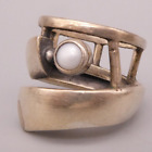 Ring Silber 925 Sterling  wunderbares modernes Designerkunstwerk mit Perle