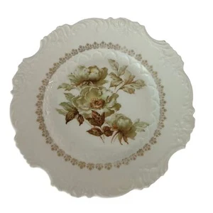 Herman Ohme German 8.5” Scalloped and Embossed Brown Florals Decorative Plate - Picture 1 of 6
