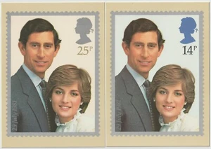 2 tarjetas postales de oficina de correos PHQ53 Príncipe de Gales Dama Di Boda Real - Imagen 1 de 4