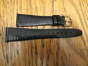 New Old Stock HIRSCH Genuine Lizard Black Watch Band Made in Austria 19MM LeJour - Picture 1 of 2