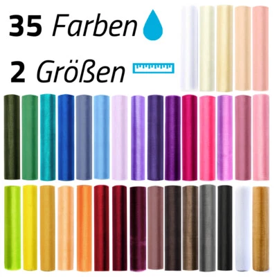 PARTYDECO 16 o. 36 cm Organza Stoff 9 m Rolle Tischläufer Tisch Band Deko Hochzeit Event