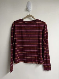 A New Day Damen Shirt Langarm Burgund Streifen Pullover Neu - Bild 1 von 4