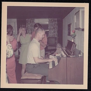 Vintage Photograph People Watching Man Play the Piano - Musical Instrument - Picture 1 of 2