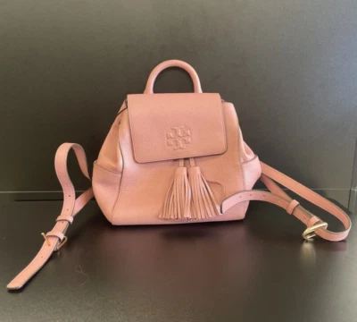 Mochila Tory Burch THEA Mini Bucket Cuero Guijarro Rosa Foto 1 de 4