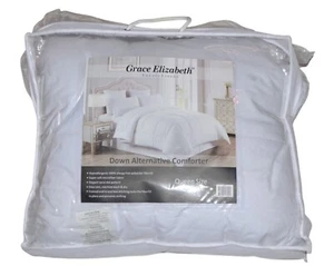 Grace Elizabeth Luxury Linens Down Alternative Comforter Queen White Swiss Dots - Picture 1 of 4