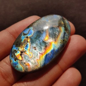 Natural Multi Fire Labradorite Cabochon Gemstone, 90 Carat, 47x30x6 MM Size. - Picture 1 of 7