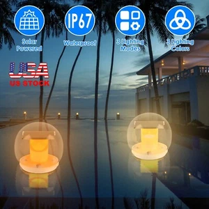 2Pc Solar Floating Pool Light Solar Flame Stake Lights Outdoor Garden Yard Lamp - Picture 1 of 11