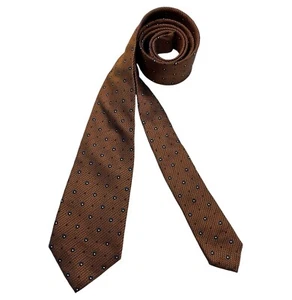FUMAGALLI Brown Geometric Silk LUXURY Tie HANDMADE ITALY - Picture 1 of 5