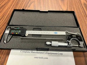 6" Ele. Digital Caliper & 0-1”x0.0001” Micrometer & 6” 4R Ruler 3pcs/set Kit - Picture 1 of 5