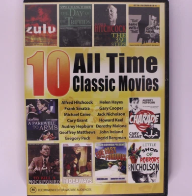 10 All Time Classic Movies DVD 4 Disc Set -Sinatra Grant Hepburn  Hitchcock (22) - Image 1 of 2