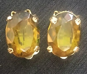 Vintage Designer Signed "Continental" Goldtone Clip on Earrings Gold Stone - Picture 1 of 6