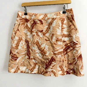 Witchery Women's retro floral print linen blend A-LINE design Skirt 12/M (262) - Picture 1 of 7