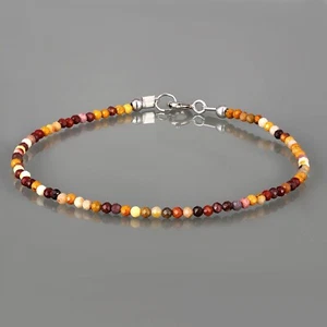 100%Natural Mookaite Stone Beaded Bracelet Mookaite Stone Jewelry Faceted Round - Picture 1 of 4