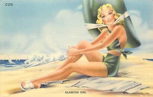 Lino Postal Pin Up Niña Glamour Niña Streamline Baño Bellezas C 270 - Imagen 1 de 2