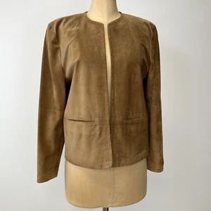 Talbots Blazer Women 6 Suede Leather USA Open Jacket Retro Work Core Cruise - Picture 1 of 18