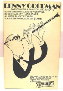 Benny Goodman Swings with Jazz Greats Theatre Window Card Al Hirschfeld