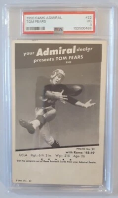1950 Admiral TV Tom Fears (RC) - HoF Los Angeles Rams - EXTREMELY RARE PSA 3!!!! - Image 1 of 2