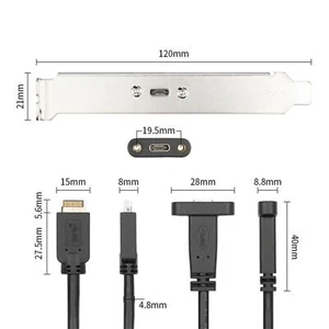 USB 3.1 Type E PCI-E to Type C Female Gen 2 Extension Cord Cable With Bracket - Picture 1 of 10