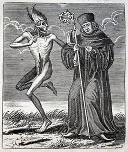 1744 Merian, Dance of Death, the Abbot, copper engraving - Picture 1 of 2