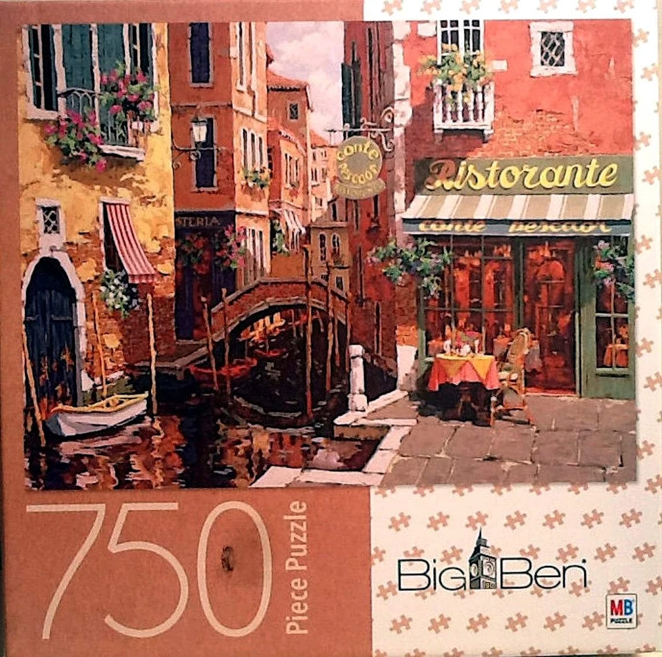 Rendezvous In Venice Ristorante Conte Pescaor 750 pc 20" X 27" Big Ben Hasbro - Image 1 of 1