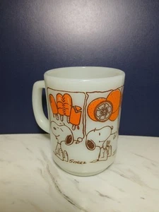 Taza de café vintage Snoopy Fire King vaso de leche cacahuetes dulces sueños golosinas - Imagen 1 de 11
