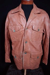 Vintage Men's 1950's Orange Brown Deerskin Leather Jacket Size Large - Picture 1 of 3