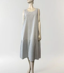 $188 Eileen Fisher Women's S White/Black Organic Cotton Ripple Scoop Neck Dress - Picture 1 of 8