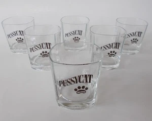 6 Early Times Distillery Pussycat 8 Ounce Glasses Whiskey FUN Made 1990 - Picture 1 of 6