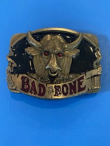 Vintage Bad To The Bone! Pewter Belt Buckle Made In The USA Excellent Condition - Picture 1 of 3